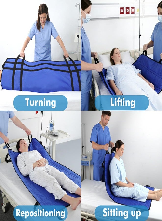 ProTraverse Positioning Bed Pad with Handles 48" x 40" Washable Transfer & Slide Sheet for Moving Patients, Turning & Lifting, Draw Sheet for Hospital Bed, Blue - Image 3