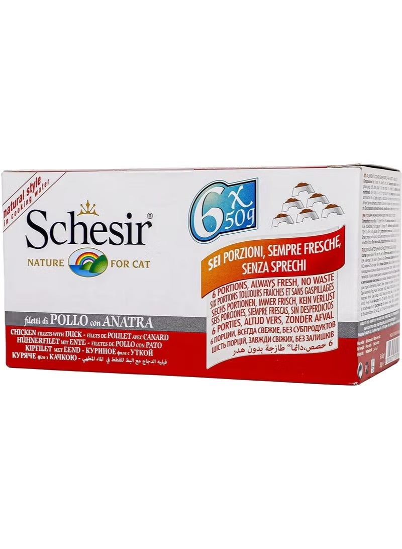 Schesir Nature for Cats – Chicken Fillets With Duck Canned Cat Food  (6 x 50g) - Image 2