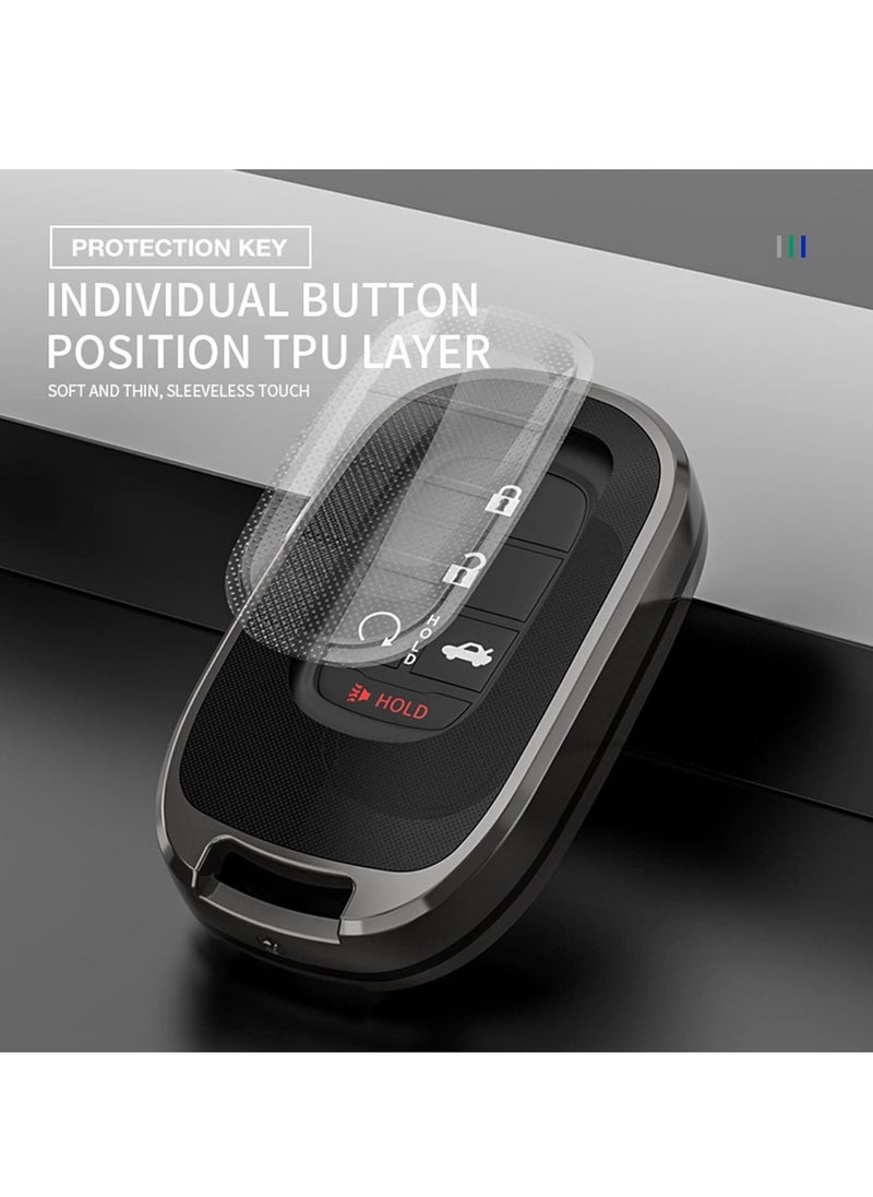 RATSAW for Honda Key Fob Cover Honda Accessories TPU Zinc Alloy Key Fob Case for 2022 2023 Honda Accord Civic HR V CR V Pilot Sport SI EX EX L Touring Smart Key  Black  - Image 2