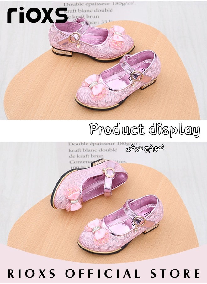 RIOXS - Little Girls Mary Jane Lolita Shoes, Princess Dress Sandals, Student Performance Leather Formal Shoes, Children Soft Sole Shoes, Princess Shoes For Toddler/Little Kid/Big Kid, Princess Party Flats Shoes - Image 1