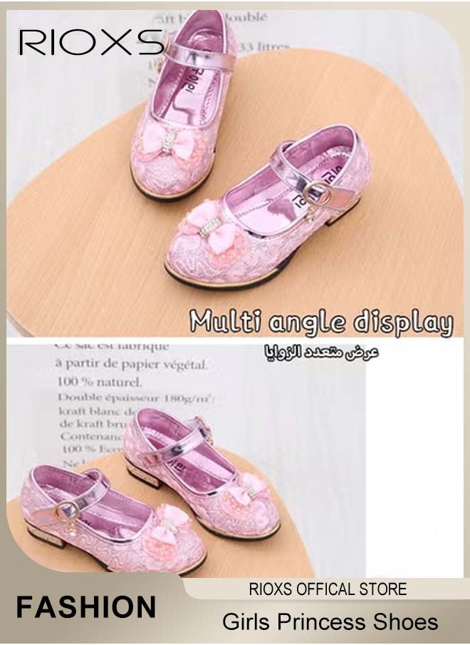 RIOXS - Little Girls Mary Jane Lolita Shoes, Princess Dress Sandals, Student Performance Leather Formal Shoes, Children Soft Sole Shoes, Princess Shoes For Toddler/Little Kid/Big Kid, Princess Party Flats Shoes - Image 1