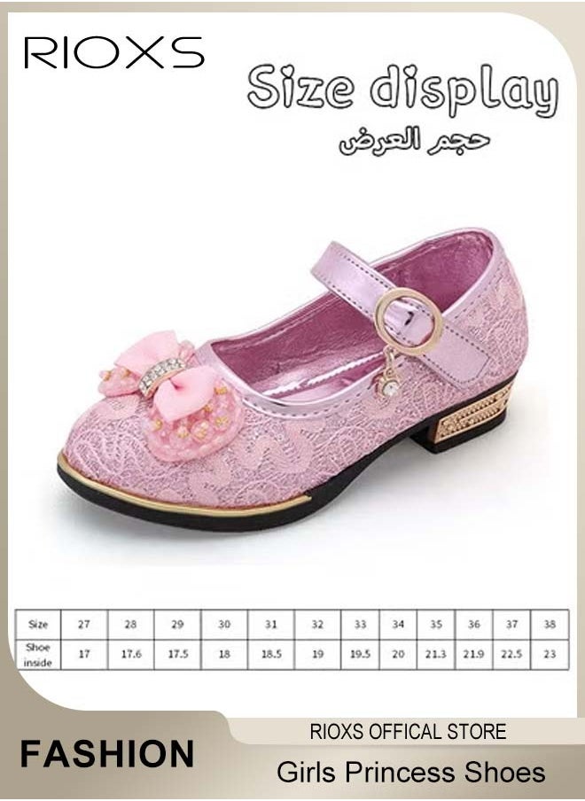 RIOXS - Little Girls Mary Jane Lolita Shoes, Princess Dress Sandals, Student Performance Leather Formal Shoes, Children Soft Sole Shoes, Princess Shoes For Toddler/Little Kid/Big Kid, Princess Party Flats Shoes - Image 1
