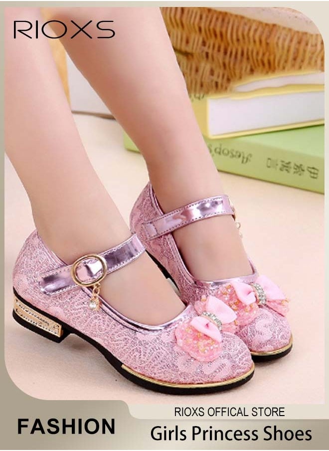 RIOXS - Little Girls Mary Jane Lolita Shoes, Princess Dress Sandals, Student Performance Leather Formal Shoes, Children Soft Sole Shoes, Princess Shoes For Toddler/Little Kid/Big Kid, Princess Party Flats Shoes - Image 1