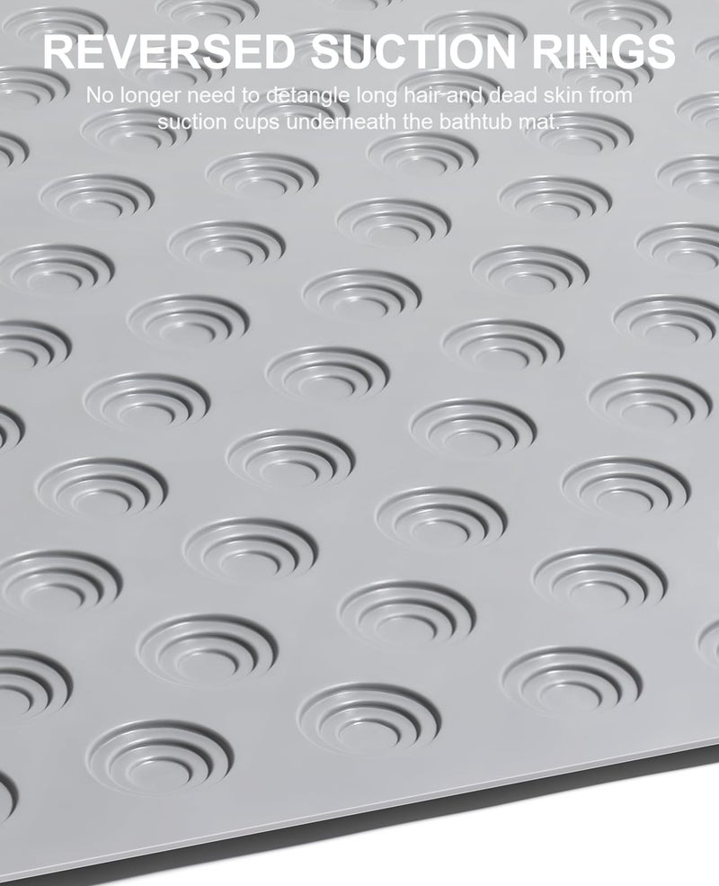 OTHWAY No Suction Cup Bath Mat: 39x16 inch Extra Long Bathmatâ”‚Perfect for Ordinary or Refinished Bath Tubs â”‚Made of Nature Rubberâ”‚Protect Your Bathtub (Grey) - Image 3