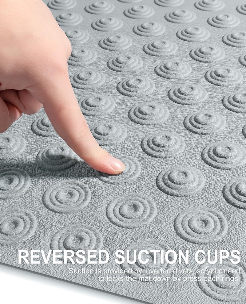 OTHWAY No Suction Cup Bath Mat: 39x16 inch Extra Long Bathmatâ”‚Perfect for Ordinary or Refinished Bath Tubs â”‚Made of Nature Rubberâ”‚Protect Your Bathtub (Grey) - Image 2