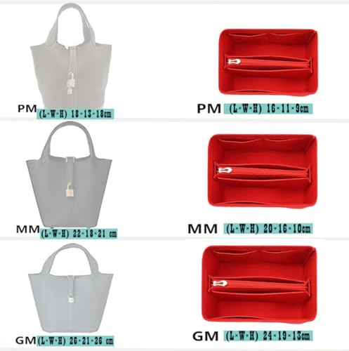 Lckaey Bag Wallet Organizer for Picotin182226 Bucket Bag Liner Bag Zipper Lid Liner Organizer 1008camelAM - Image 3