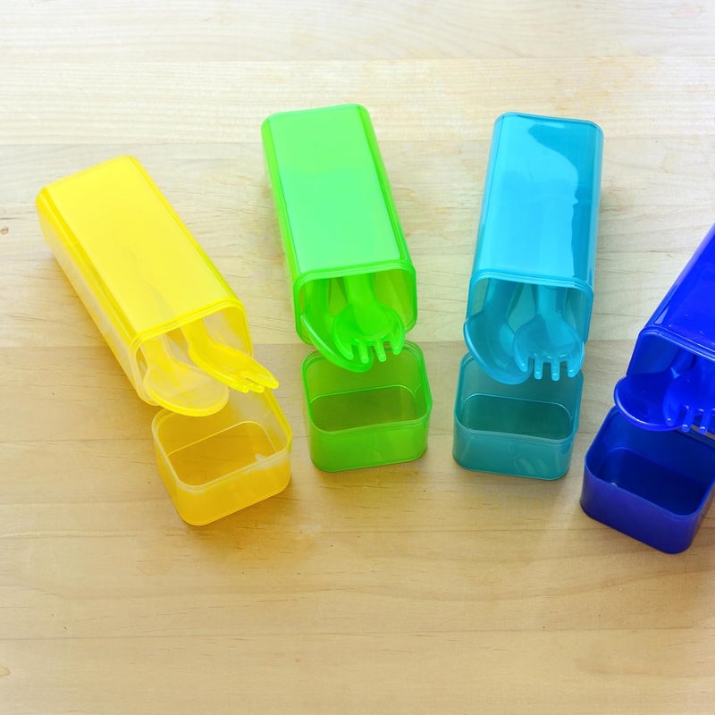 Youngever 6 Pack Plastic Toddler Utensils with Case Plastic Kids Forks Kids Spoons Large Size Top Dishwasher Safe Set of 6 in 6 Rainbow Colors - Image 4