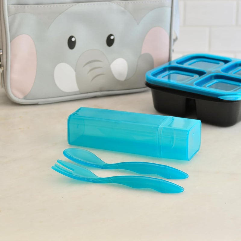 Youngever 6 Pack Plastic Toddler Utensils with Case Plastic Kids Forks Kids Spoons Large Size Top Dishwasher Safe Set of 6 in 6 Rainbow Colors - Image 2