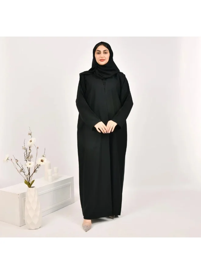lamha abaya Black wrap abaya with delicate embroidery on the sleeves