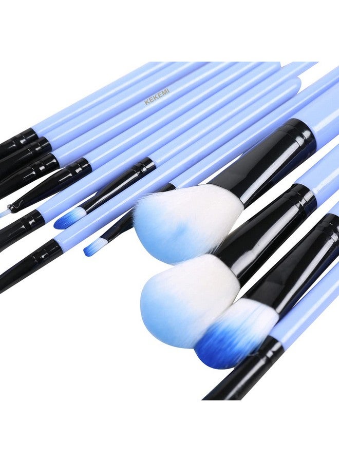 YEMIX Professional Makeup Cosmetic Foundation Brush Set (Light Blue) Pack Of 12 - Image 2