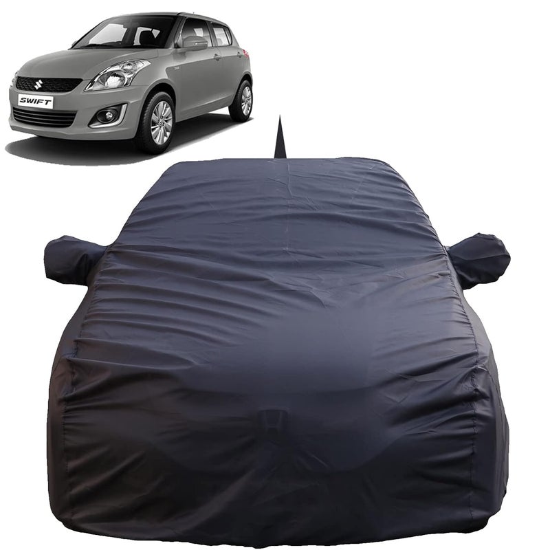 Autofact Swift Waterproof Car Cover with Mirror & Antenna Pockets, Grey Color, 4x4 American Matty,Triple Stitched, Compatible with Maruti Swift Car Cover (2005 to 2017), Car Accessories - Image 1