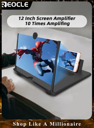 12" Screen Magnifier for Cell Phone 3D HD Magnifying Projector Screen Enlarger Foldable Phone Stand Screen Amplifier Compatible with All Smartphones - view 2