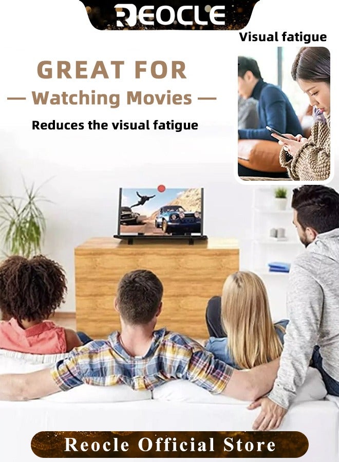 REOCLE 12" Screen Magnifier for Cell Phone 3D HD Magnifying Projector Screen Enlarger Foldable Phone Stand Screen Amplifier Compatible with All Smartphones - Image 5