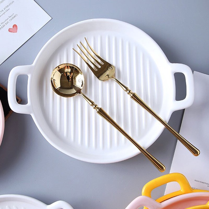 2pcs Ceramic Plate Ceramic Baking Food Plate Food Holder Restaurant Salad Plate - Image 4