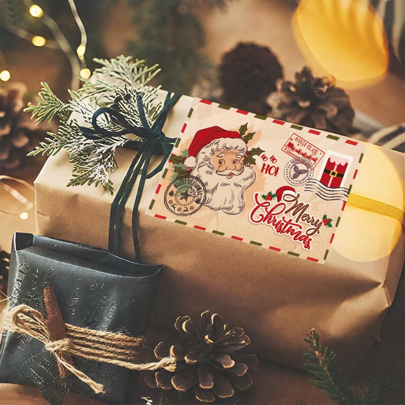 UYXiNONE 12pcs Christmas Vintage Greeting Cards + 12 pcs Christmas Greeting Envelopes + 12pcs Sealed Round Stickers, Christma Gift Card, Folded Cards Wishes Message Cards. - Image 3