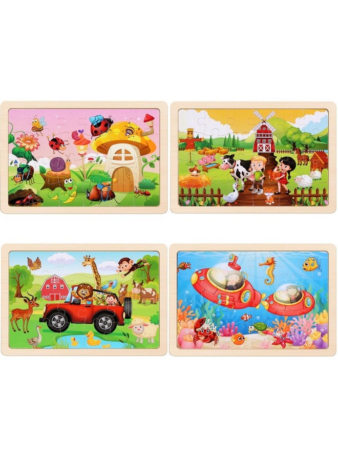NASHRIO Wooden Puzzles Toys For Kids Ages 3-5, Set Of 4 Packs With 20-Piece Farm, Animals Theme Wood Jigsaw Puzzles, Preschool Educational Brain Teaser Toys For Boys And Girls 3-6 Years Old. - Image 3