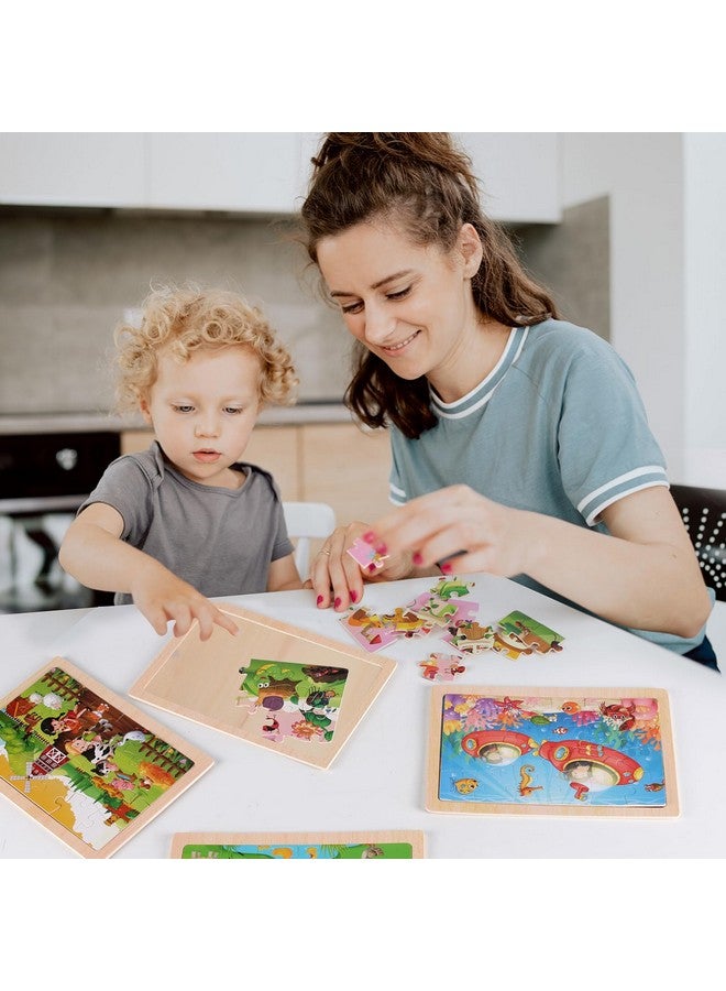 NASHRIO Wooden Puzzles Toys For Kids Ages 3-5, Set Of 4 Packs With 20-Piece Farm, Animals Theme Wood Jigsaw Puzzles, Preschool Educational Brain Teaser Toys For Boys And Girls 3-6 Years Old. - Image 5