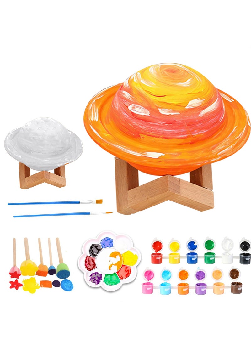 LKTOCAFT - Paint Your Saturn Lamp Art Craft Kits, Party Favors for Kids DIY Toys Night Light, Art Supplies Painting Kit for Kids Ages 6-12, Boys Girls Birthday Gift - Image 1