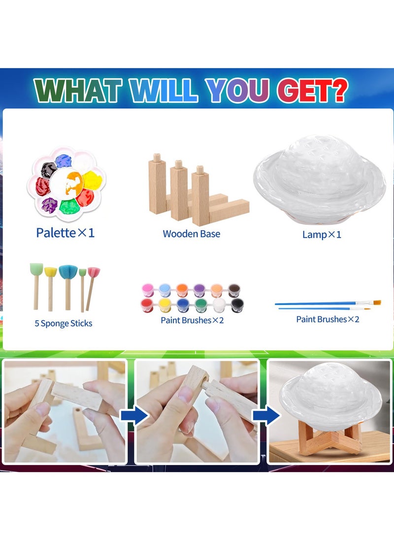 LKTOCAFT - Paint Your Saturn Lamp Art Craft Kits, Party Favors for Kids DIY Toys Night Light, Art Supplies Painting Kit for Kids Ages 6-12, Boys Girls Birthday Gift - Image 1
