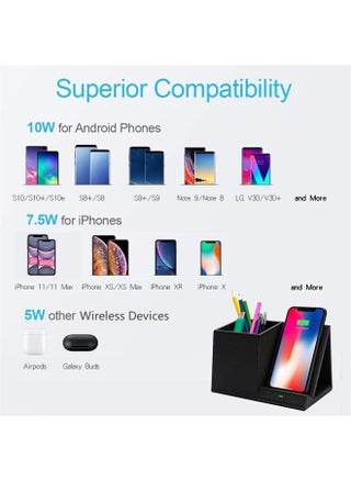 Fast Wireless Charger with Desk Organizer, Desk Phone Charger Compatible with 13/13 Pro/13 Pro Max/13 Mini/SE /12/11/XS/8 Plus, Galaxy S21/S20+/S10/Note 10/Note 9/(No AC Adapter) - pzsku/Z12CF90A03954BE54C793Z/45/_/1687455999/c9dd6bf7-9561-4c6e-a712-3f95df62c3f6