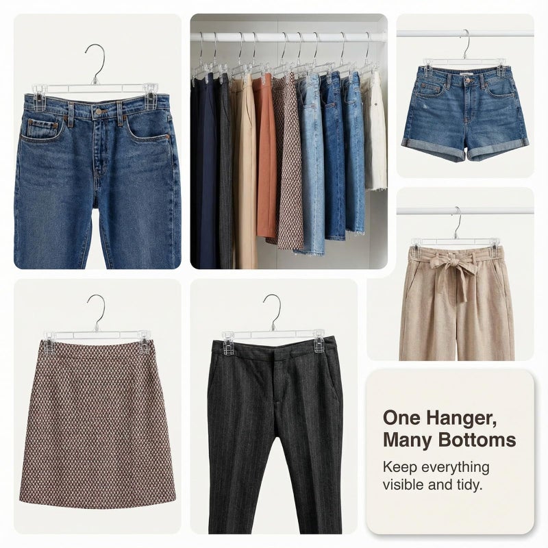 DEILSYâ„¢ Pants Hangers with Clips â€“ 12 inch Space Saving Pants Hangers - Stylish Jeans Hangers for Closet Organization - Durable Hangers for Pants, Skirts, Jeans, Shorts, Trousers - 30 Pack - Image 5