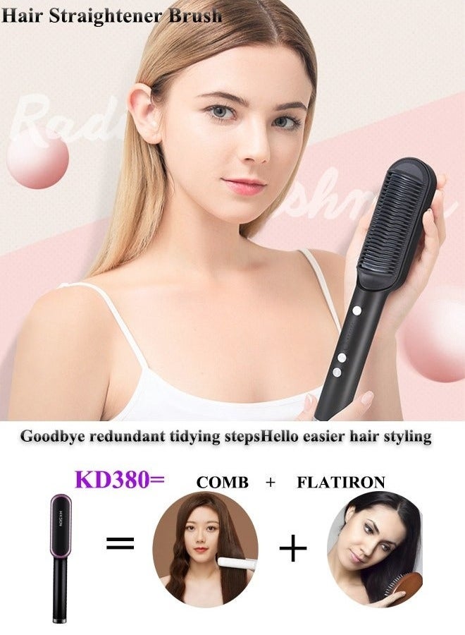 K.SKIN 【Black and blue】Hair Straightener Brush Hair Straightening Iron with Built-in Comb, 20s Fast Heating 5 Gears Settings Anti-Scald Perfect for Professional Salon at Home - Image 2