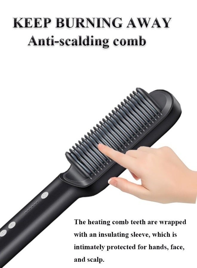 K.SKIN 【Black and blue】Hair Straightener Brush Hair Straightening Iron with Built-in Comb, 20s Fast Heating 5 Gears Settings Anti-Scald Perfect for Professional Salon at Home - Image 5