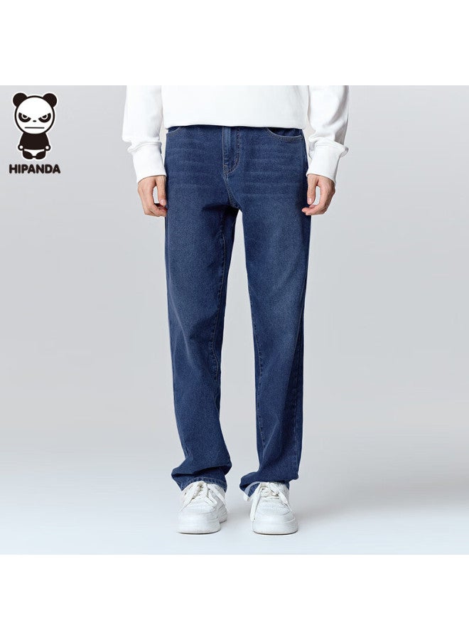 Hipanda o Panda Men's Slim Fit Straight Leg Jeans Autumn Casual Stretch Blue 33 - Image 2