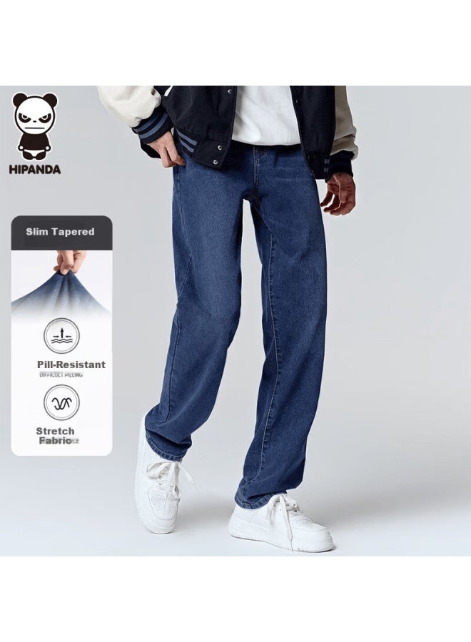 Hipanda o Panda Men's Slim Fit Straight Leg Jeans Autumn Casual Stretch Blue 33 - Image 1