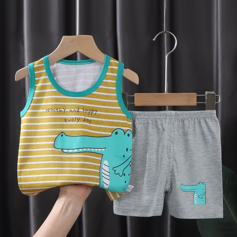 Kids Summer Cotton Vest Set E14-Alligator 