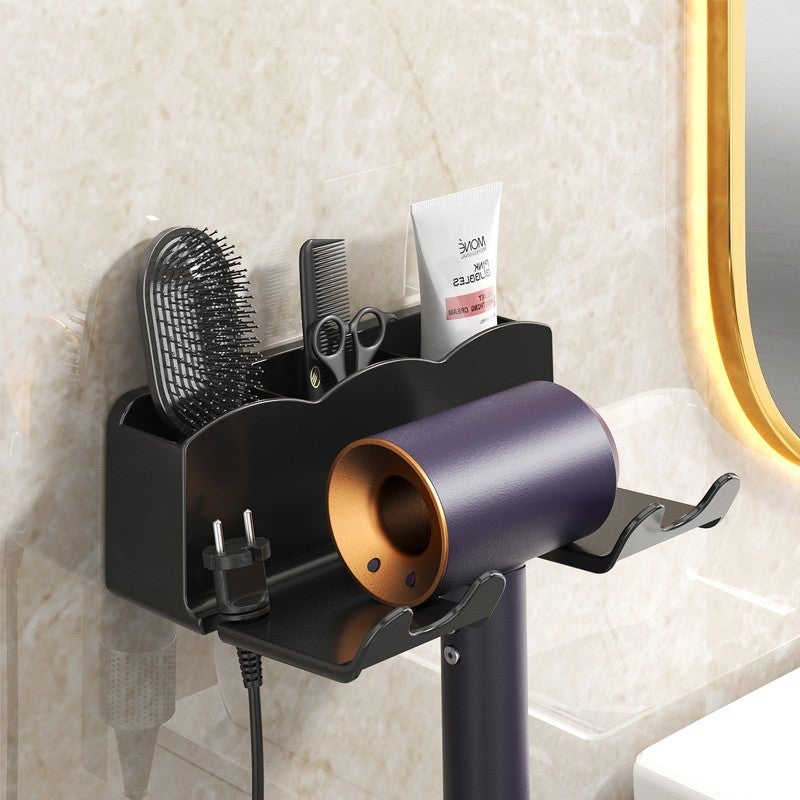 Electric Hair Dryer Rack Non-Perforated Toilet Wall-Mounted Bracket Bathroom Ram Storage Rack - Image 1