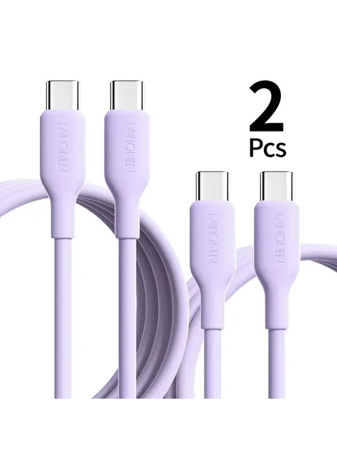 2pcs White 6 6ft USB C to C Fast Charging Cable 60W PD Quick Charge Cord - Image 2