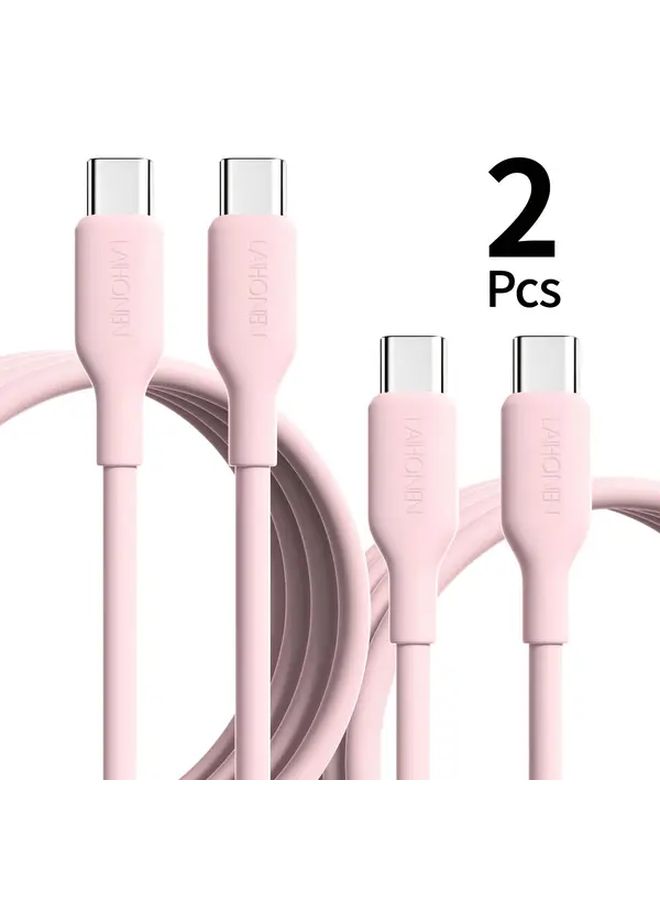 2pcs White 6 6ft USB C to C Fast Charging Cable 60W PD Quick Charge Cord - Image 1