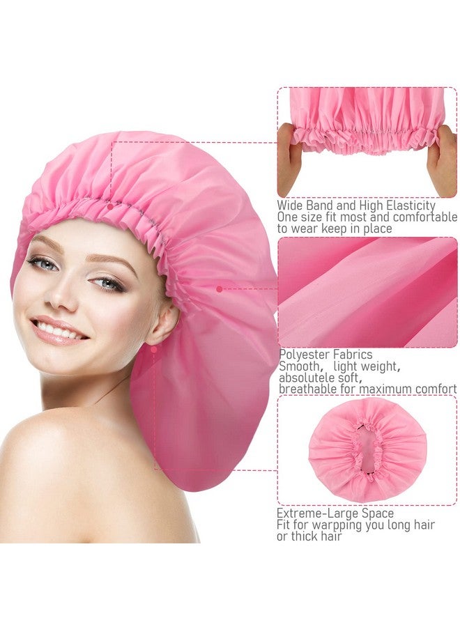 Bencailor 4 Pieces Jumbo Shower Caps Extra Large Shower Caps Long Dreadlock Caps Huge Braid Bonnets Waterproof Big Bath Hats Oversize Bath Caps For Women Girls (Bright Colors Blank Pattern)  - Image 5