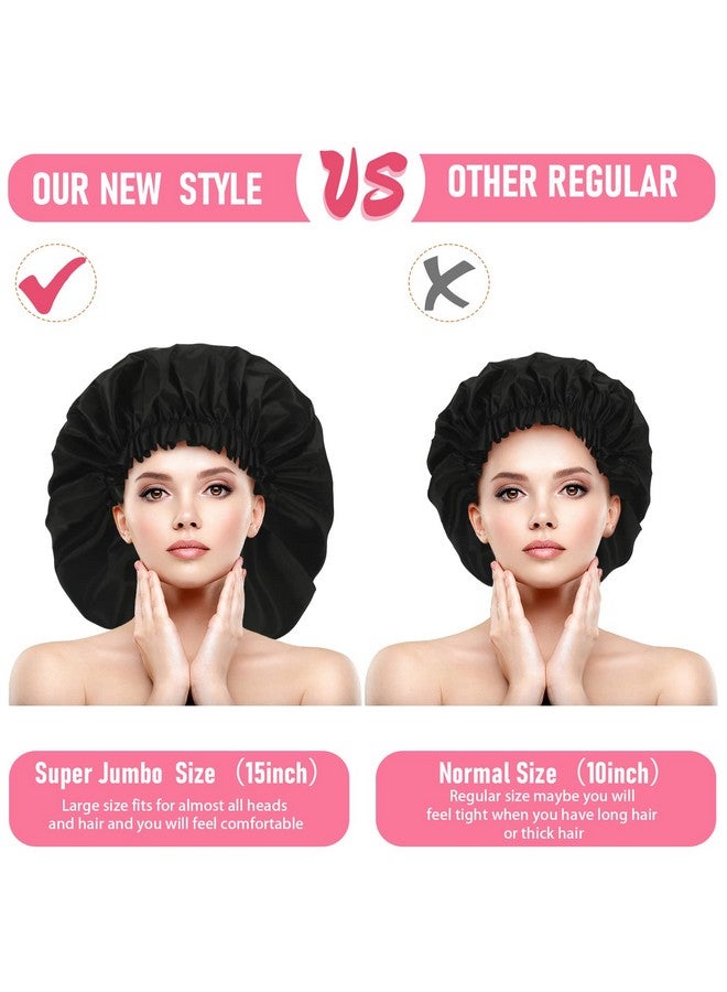Bencailor 4 Pieces Jumbo Shower Caps Extra Large Shower Caps Long Dreadlock Caps Huge Braid Bonnets Waterproof Big Bath Hats Oversize Bath Caps For Women Girls (Bright Colors Blank Pattern)  - Image 4
