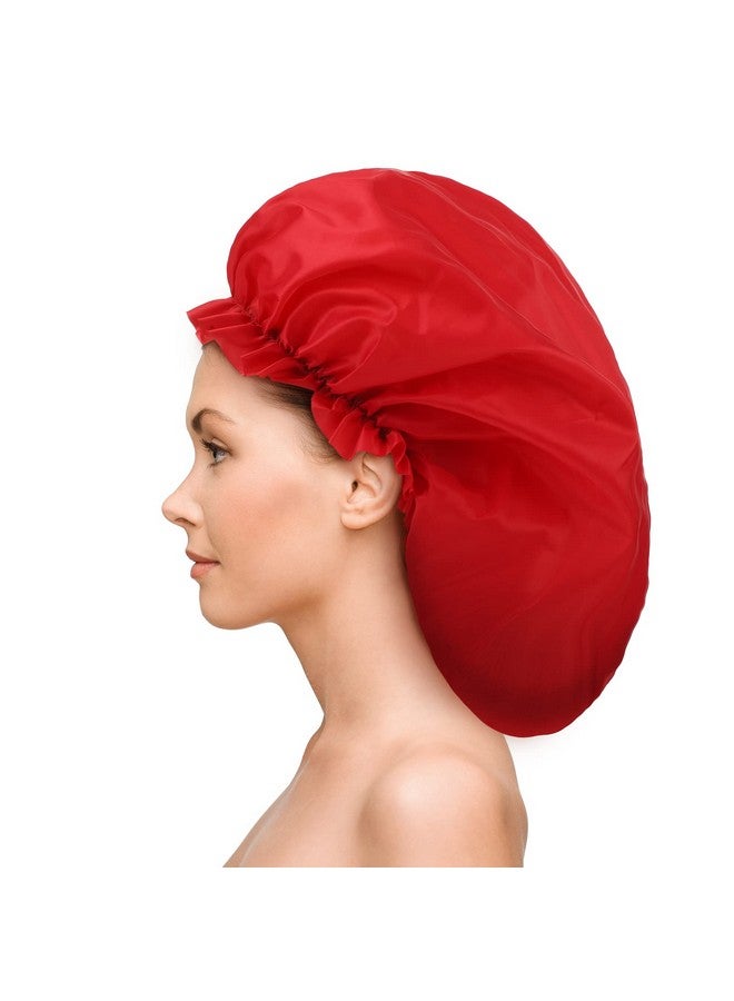 Bencailor 4 Pieces Jumbo Shower Caps Extra Large Shower Caps Long Dreadlock Caps Huge Braid Bonnets Waterproof Big Bath Hats Oversize Bath Caps For Women Girls (Bright Colors Blank Pattern)  - Image 3