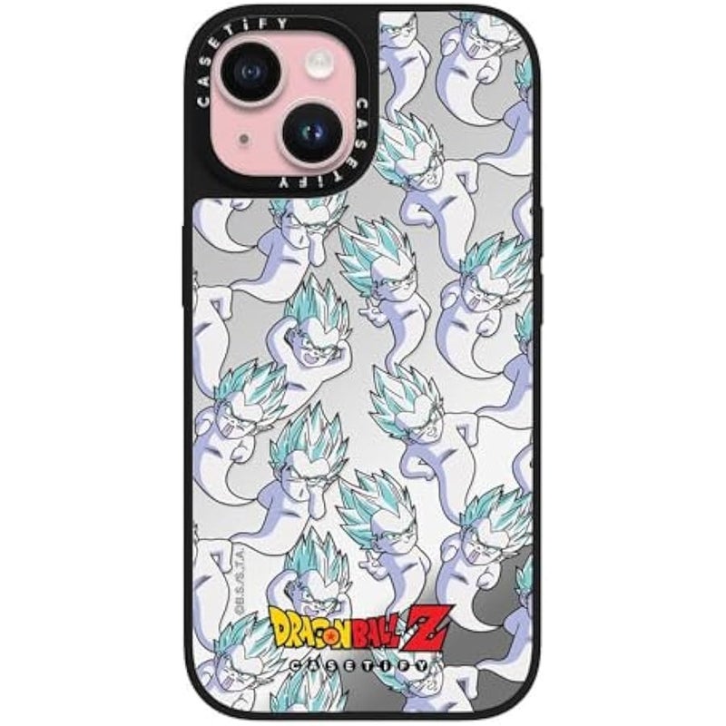 Casetify Mirror iPhone 15 Case 【Dragon Ball Colab/Reflective / 4.9ft Drop Protection/Magsafe】 - GOTENKS: Super Ghost Kamikaze Attack - Silver on Black - Image 1