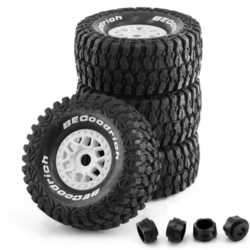 Chanmoo 1/7 1/8 RC Short Course Truck Buggy Tires and Wheels 17mm Hex OD 135mm Off Road Tyres for 1:7 1:8 Scale RC Off-Road Truck Car HSP TRAXXAS UDR 85086-4 ARRMA Mojave YK4072 DF7 4PCS (White) - Image 1