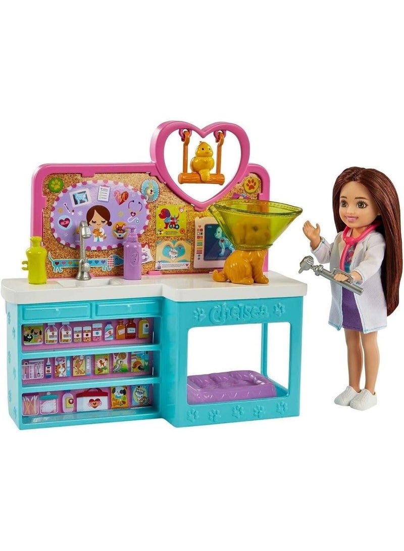 Barbie Doll Chelsea Pet Vet Playset with Doll, 4 Animals and 18 Pieces - Image 2