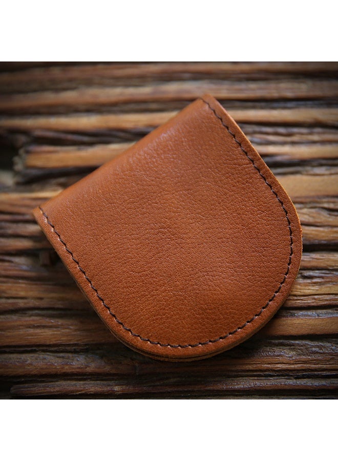xozgdovg Vintage Mini Genuine Leather Coin Purse Reddish brown [vegetable tanned first layer cowhide] 