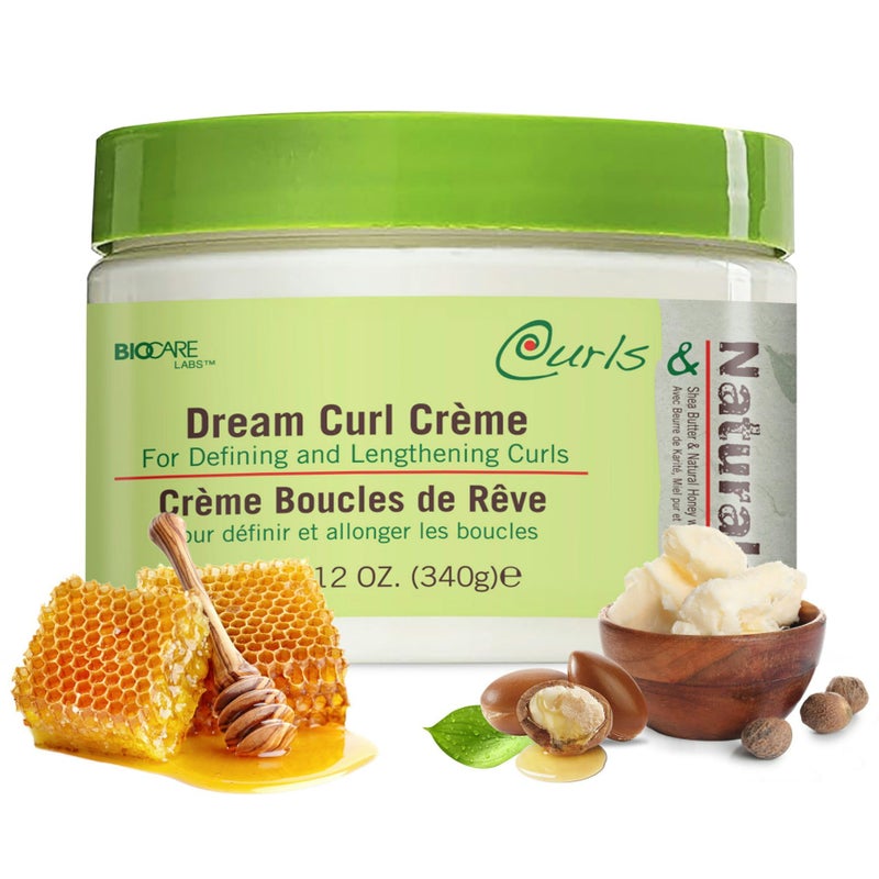 Curls & Naturals Dream Curl Cream with Shea Butter, Natural Honey, Castor Oil and Moroccan Argan Oil | Hydrating Cream that Defines and Lengthens Curls | 12 Oz - Image 1
