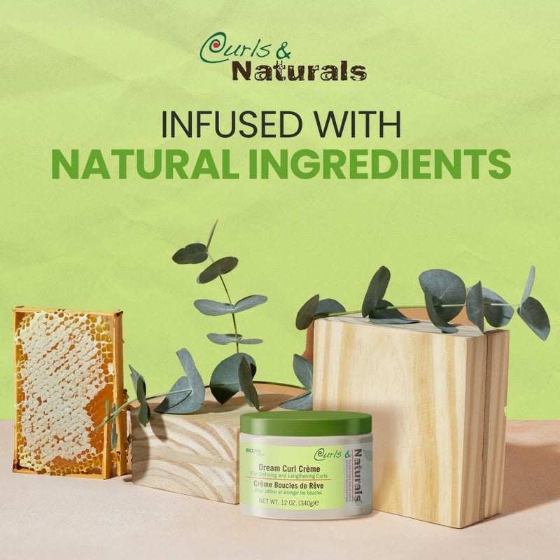 Curls & Naturals Dream Curl Cream with Shea Butter, Natural Honey, Castor Oil and Moroccan Argan Oil | Hydrating Cream that Defines and Lengthens Curls | 12 Oz - Image 2