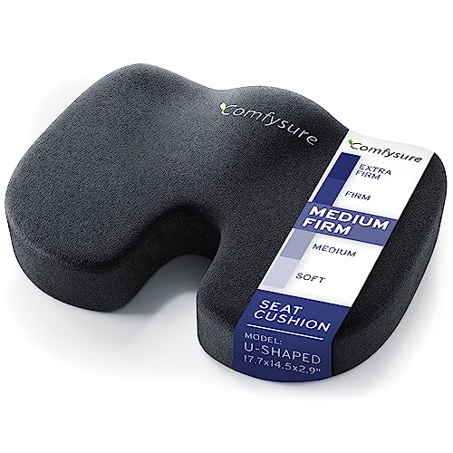 ComfySure Memory Foam Seat Cushion - Tailbone Pain Relief Cushion, Non-Slip Sciatica Pain Relief Pillow - for Office Chair, Car, Wheelchair, Computer, Desk Chair - Coccyx, Lower Back Support (Black) - Image 1