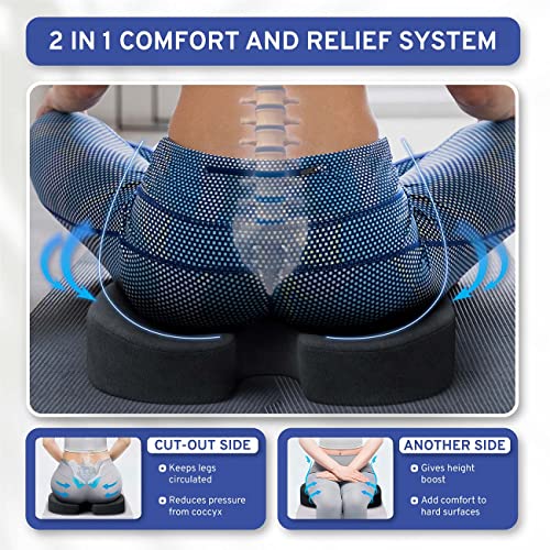 ComfySure Memory Foam Seat Cushion - Tailbone Pain Relief Cushion, Non-Slip Sciatica Pain Relief Pillow - for Office Chair, Car, Wheelchair, Computer, Desk Chair - Coccyx, Lower Back Support (Black) - Image 2