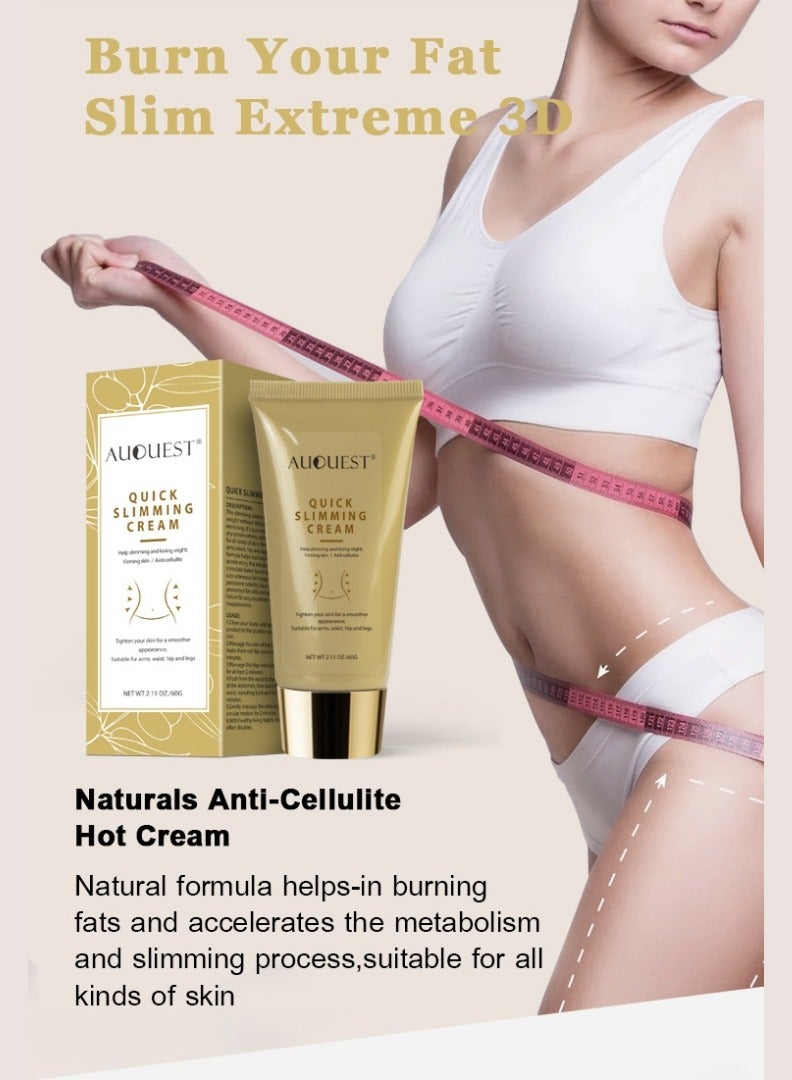 60g Quick Slimming Cream Belly Firming Cream Body Fat Burning Cream Weight Losing Cream Anti Cellulite Slim Massage Cream Hot Slim Cream for Slimming Whole Body