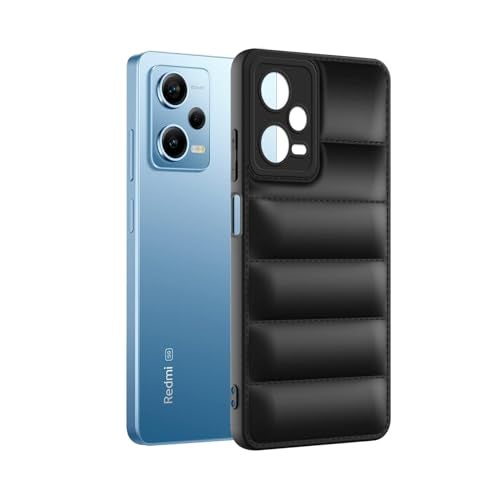 Plus Puffer Case Camera Protection Soft Back Cover for Redmi Note 12 Pro 5G - Black - Image 3