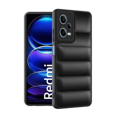 Plus Puffer Case Camera Protection Soft Back Cover for Redmi Note 12 Pro 5G - Black - Image 2