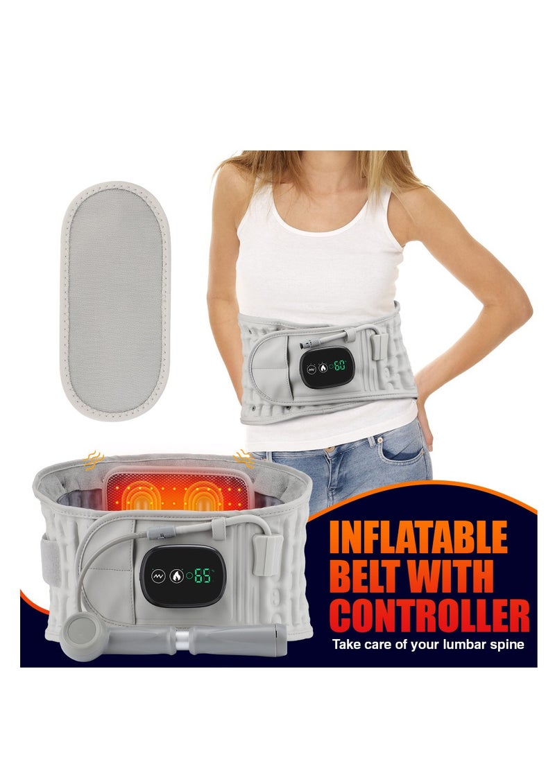 Arabest Heating Massage 2 In 1 Rechargeable Design Inflatable Belt With Digital Display Controller , 3 Heating Levels, 3 Vibration Massage Modes Heated Back Support Belt For Men And Women  - Image 1