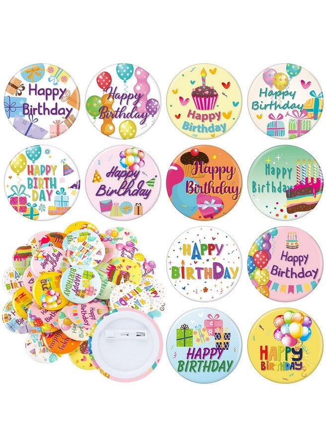 Jutom 48 Pieces Happy Birthday Pin For Kids Birthday Buttons Colorful Birthday Pin Boys And Girls Teens Adults Back Party Birthday Pins Birthday Party Supplies 12 Styles 1.5 Inches - Image 1
