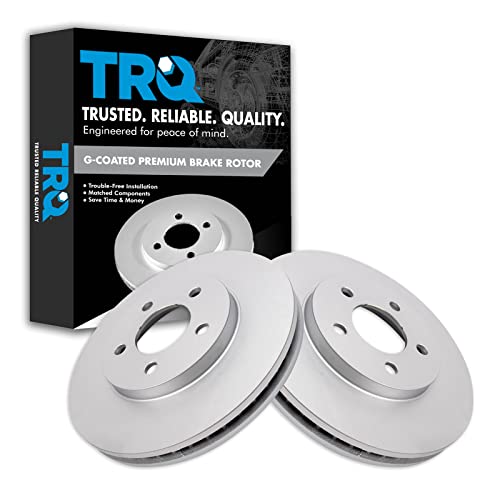 TRQ Front Brake Rotors Set Vented Premium G-Coated Compatible with 2005-2010 Ford Mustang - Image 1